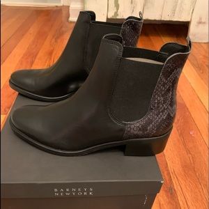Black Leather and Snakeskin Chelsea Boots